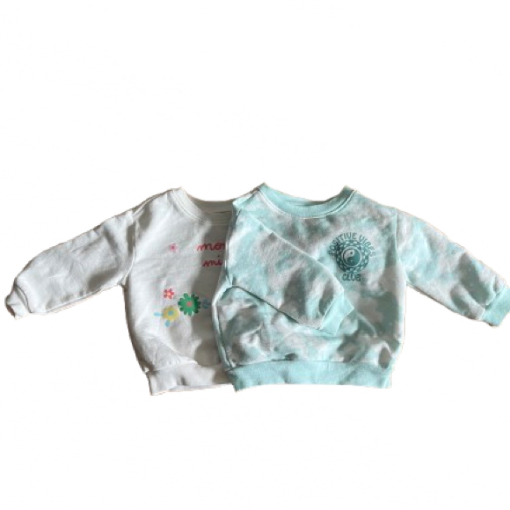 Mint and White Baby SweatShirt Set - EUC